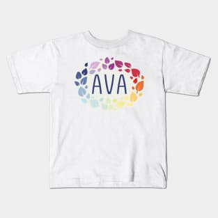 Ava name with colorful leaves Kids T-Shirt